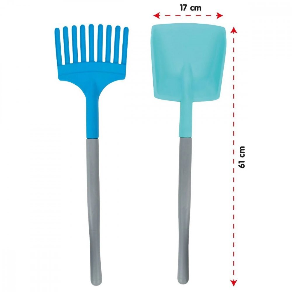 PILSAN Set grebla si lopata pentru copii 61cmutilizare in gradina sau joaca cu nisip Blue