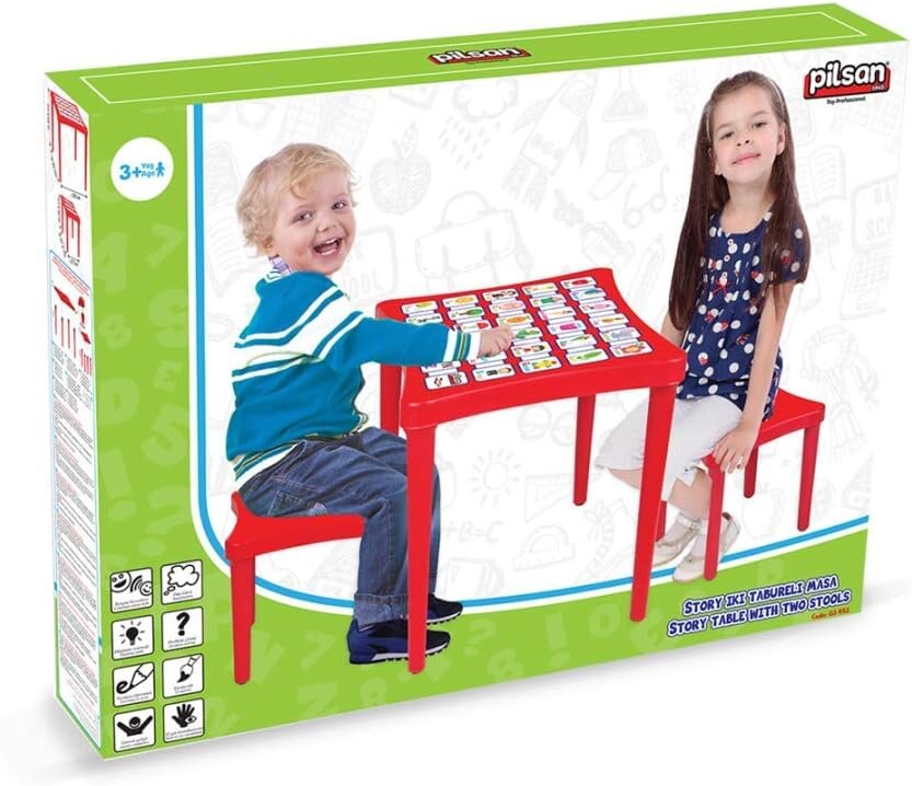 PILSAN Set masuta cu 2 scaunele Story Roz pentru scrisactivitatidin plastic rezistentmasuta cu inaltime reglabilausor de montatutilizare interiorexteriorgradinitecreseafterschool