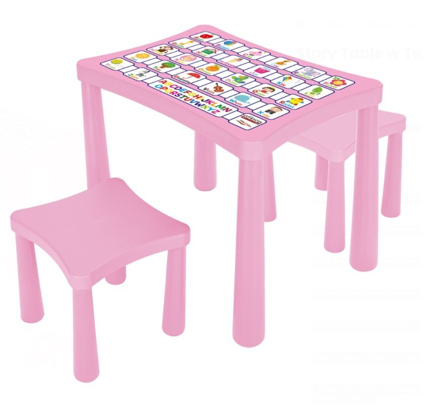 PILSAN Set masuta cu 2 scaunele Story Roz pentru scrisactivitatidin plastic rezistentmasuta cu inaltime reglabilausor de montatutilizare interiorexteriorgradinitecreseafterschool