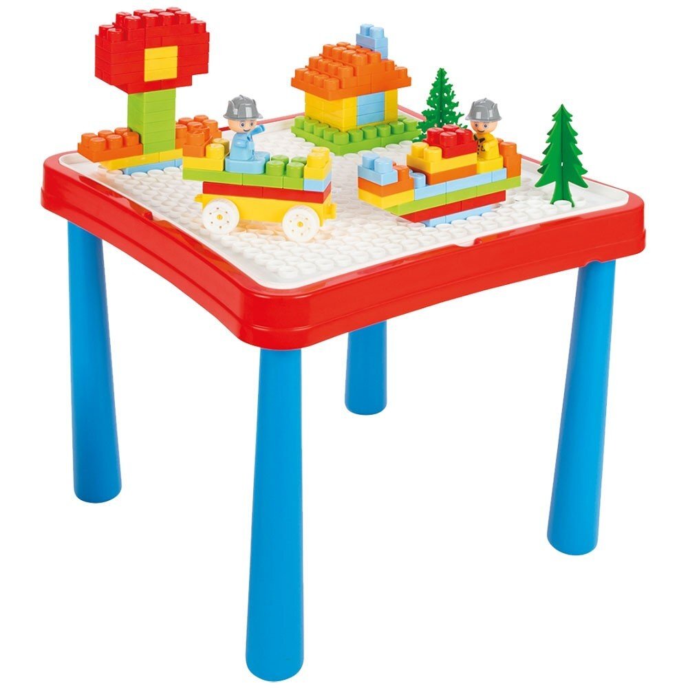 PILSAN Set masuta cu doua scaunele Master Study cu spatiu depozitare rechiziterealizat din plastic rezistent cu margini rotunjiteplaca constructie si 121 cuburi constructie inclusedimensiune masuta 60x60x50 cm