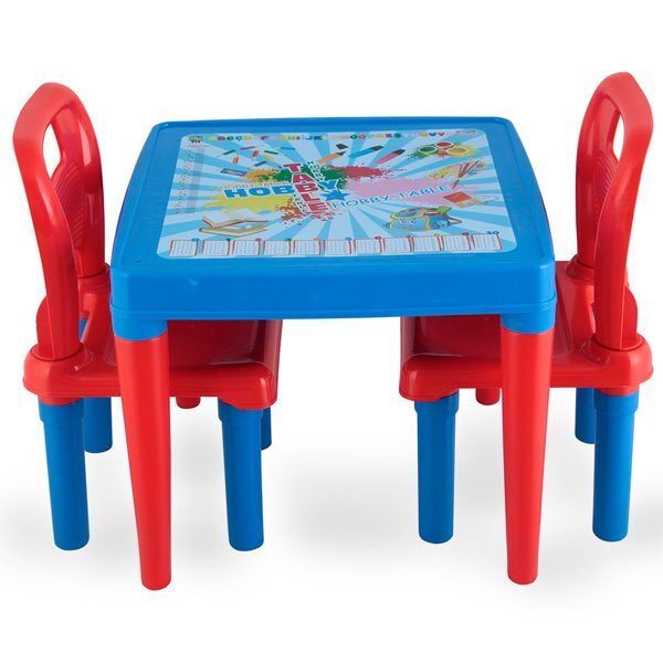 PILSAN Set masuta cu doua scaunele Study Table Blue spatar inaltmargini rotunjite
