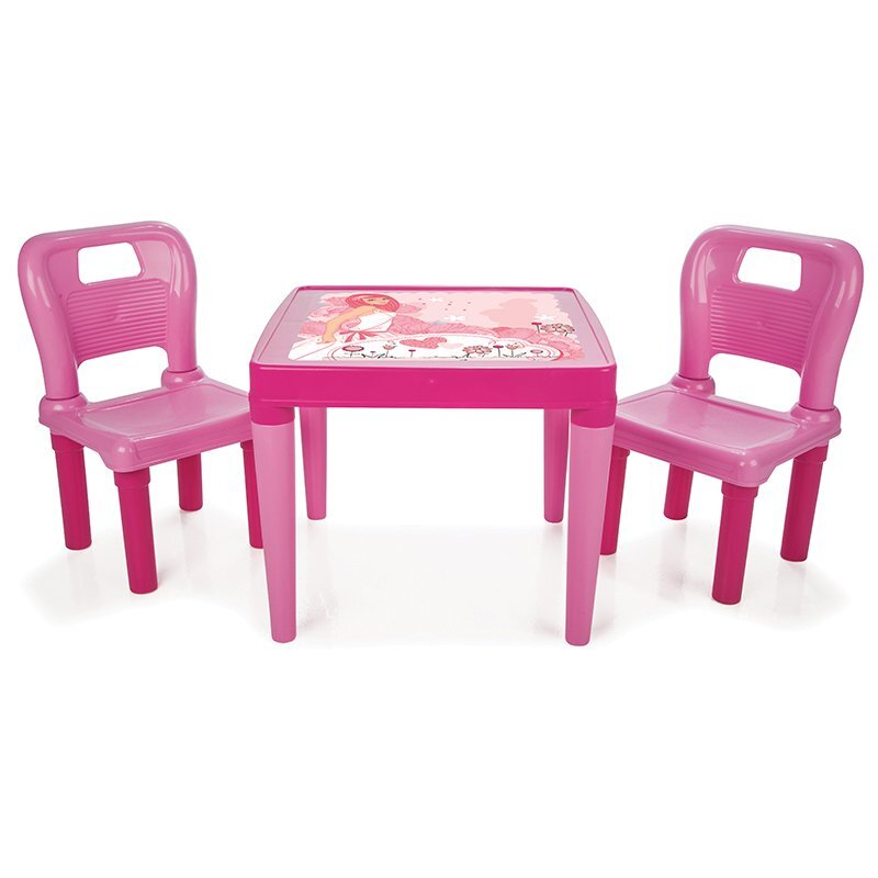 PILSAN Set masuta cu doua scaunele Study Table Pink spatar inaltmargini rotunjite