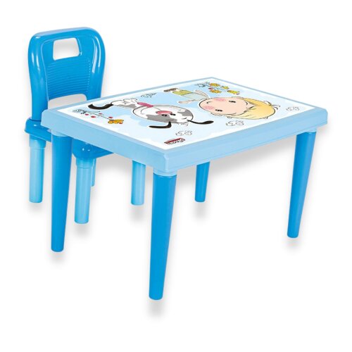 PILSAN Set Masuta moderna si scaunel cu spatar Modern Study Blue pentru studiuactivitatirealizat din plastic rezistentusor de montatutilizare interiorexteriorgradinitecreseafterschoolsarcina maxima 50kg