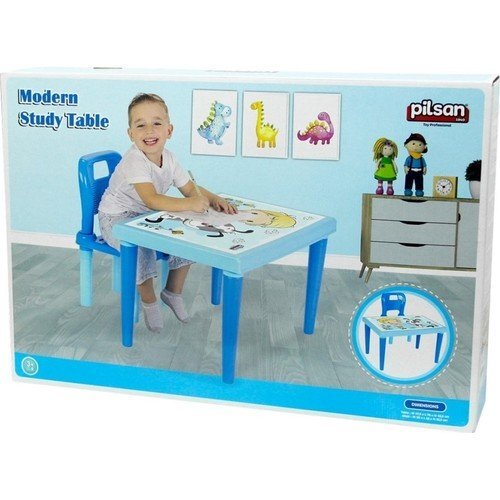 PILSAN Set Masuta moderna si scaunel cu spatar Modern Study Blue pentru studiuactivitatirealizat din plastic rezistentusor de montatutilizare interiorexteriorgradinitecreseafterschoolsarcina maxima 50kg