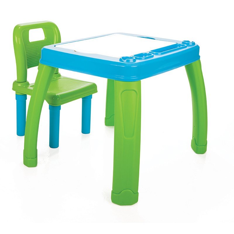PILSAN Set Masuta si scaunel de studiu pentru copii Study Table Albastrucolturi rotunjitespatar confortabilmasuta cu spatiu de depozitare si compartiment pentru paharculori si accesorii