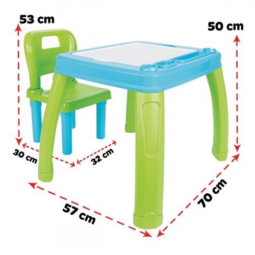 PILSAN Set Masuta si scaunel de studiu pentru copii Study Table Albastrucolturi rotunjitespatar confortabilmasuta cu spatiu de depozitare si compartiment pentru paharculori si accesorii