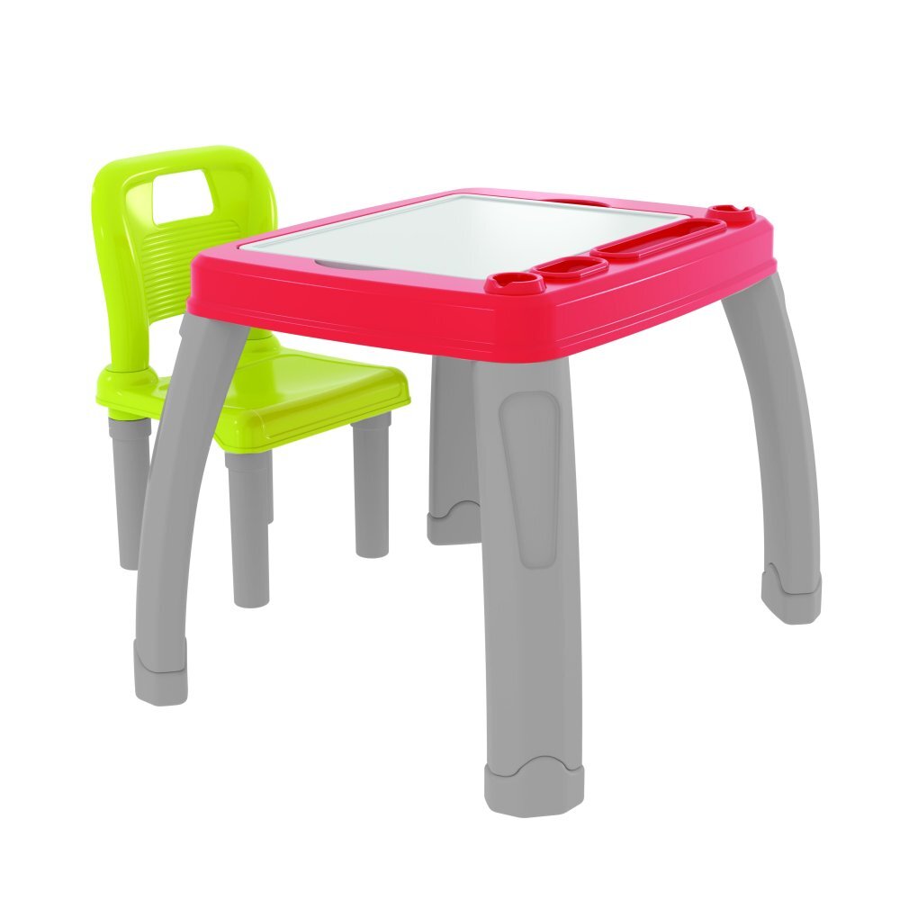 PILSAN Set Masuta si scaunel de studiu pentru copii Study Table Rosucolturi rotunjitespatar confortabilmasuta cu spatiu de depozitare si compartiment pentru paharculori si accesorii