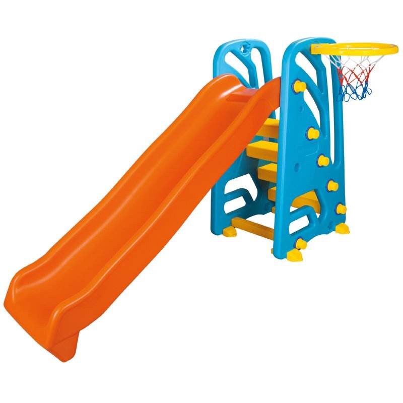 PILSAN Tobogan pentru copii Wavy Slide cu cos de baschetstructura robusta cu laterale inalteutilizare interiorexteriormanere ergonomicelungime panta 155 cm
