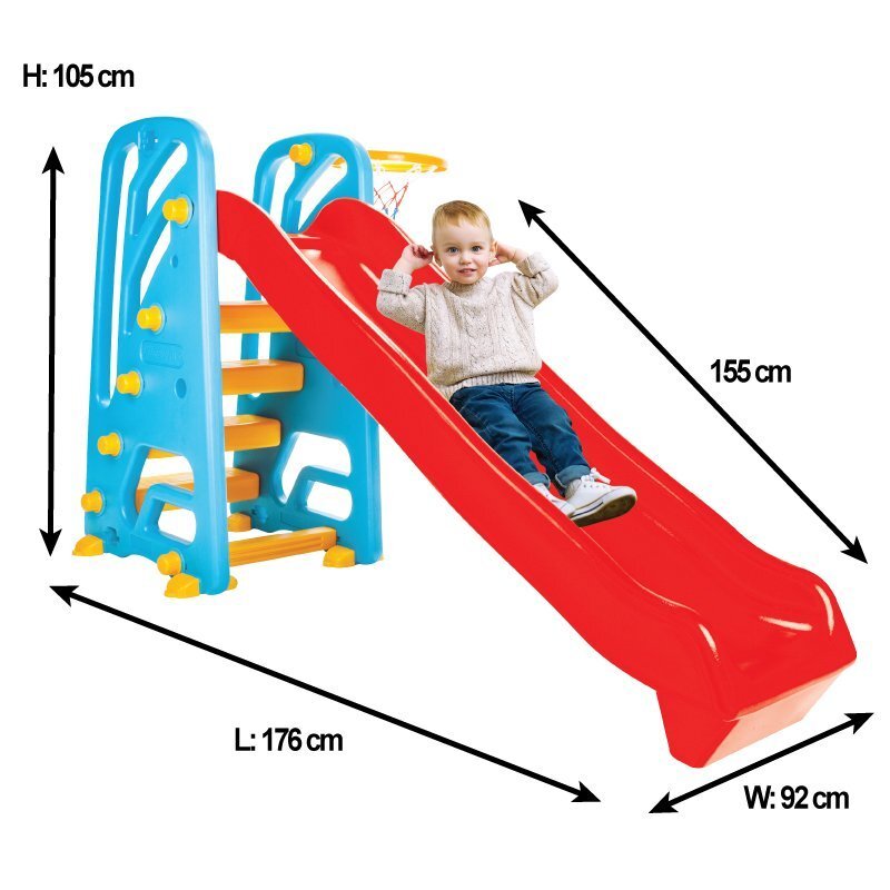 PILSAN Tobogan pentru copii Wavy Slide cu cos de baschetstructura robusta cu laterale inalteutilizare interiorexteriormanere ergonomicelungime panta 155 cm