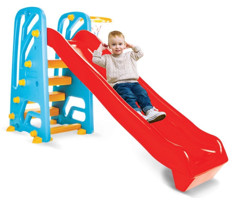 PILSAN Tobogan pentru copii Wavy Slide cu cos de baschetstructura robusta cu laterale inalteutilizare interiorexteriormanere ergonomicelungime panta 155 cm