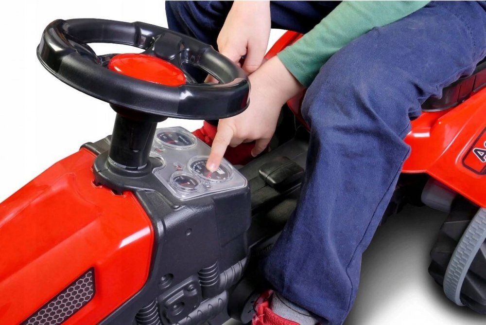 PILSAN Tractor cu pedale pentru copii Active Red cu scaunel reglabil transmisie pe lant spatar volan claxon de la 3 ani pana la 50 kg