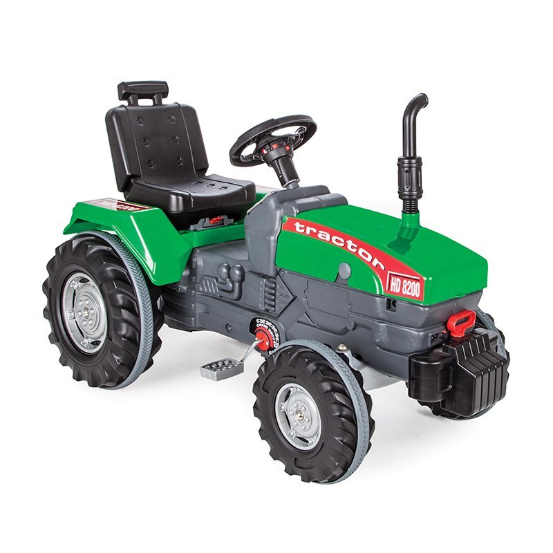 PILSAN Tractor cu pedale pentru copii Operated Green cu scaunel reglabil si detasabil transmisie pe lant cu volan spatar si claxon dimensiune 102 x 53 x 66 cm
