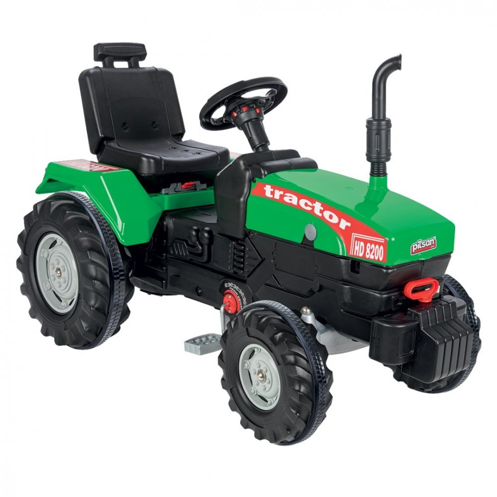 PILSAN Tractor cu pedale pentru copii Operated Green cu scaunel reglabil si detasabil transmisie pe lant cu volan spatar si claxon dimensiune 102 x 53 x 66 cm