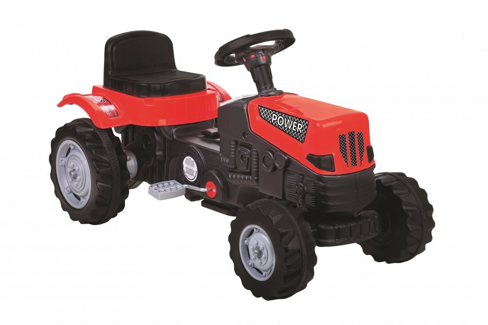 PILSAN Tractor cu pedale pentru copii Power Redtransmisie pe lant volan cu claxon scaun reglabil cu spatar de la 3 ani pana la 50 kg