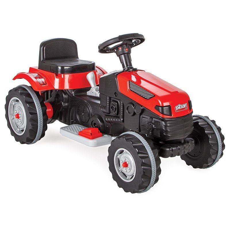 PILSAN Tractor electric pentru copii Active 45W Red din plastic rezistent cu pedala de accelerare frana scaun reglabil in 6 pozitii claxon lumini viteza maxima 3 kmh dimensiune 51 x 95 x 51 cm