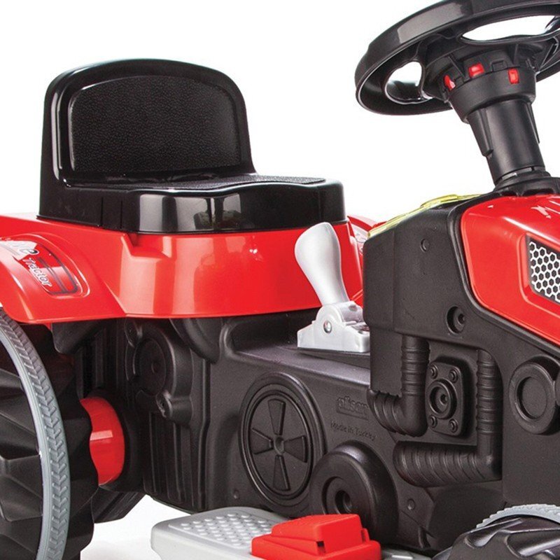 PILSAN Tractor electric pentru copii Active 45W Red din plastic rezistent cu pedala de accelerare frana scaun reglabil in 6 pozitii claxon lumini viteza maxima 3 kmh dimensiune 51 x 95 x 51 cm