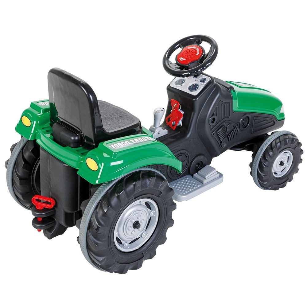 PILSAN Tractor electric pentru copii Mega Green 70W 12V cu schimbator viteza claxon scaun reglabil Faruri functionale sarcina maxima admisa 60 kg dimensiune 53 x 114 x 64 cm