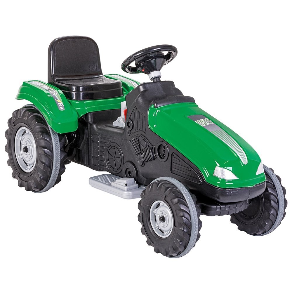 PILSAN Tractor electric pentru copii Mega Green 70W 12V cu schimbator viteza claxon scaun reglabil Faruri functionale sarcina maxima admisa 60 kg dimensiune 53 x 114 x 64 cm