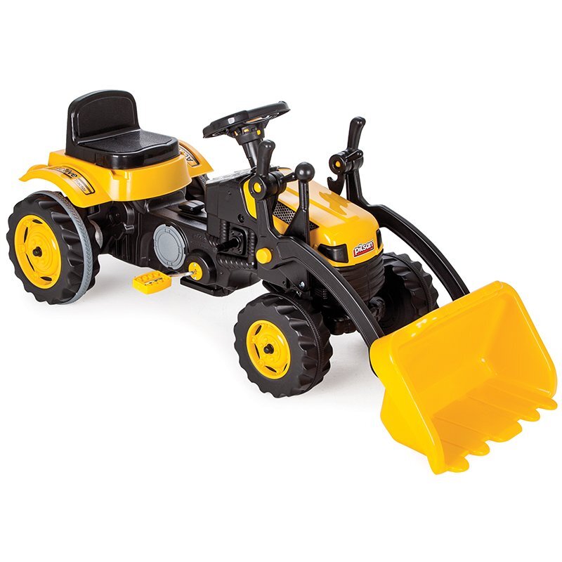 PILSAN Tractor pentru copii Active Yellow cu pedale si cupa transmisie pe lant volan cu claxon spatar scaun reglabil greutate admisa 50 kg