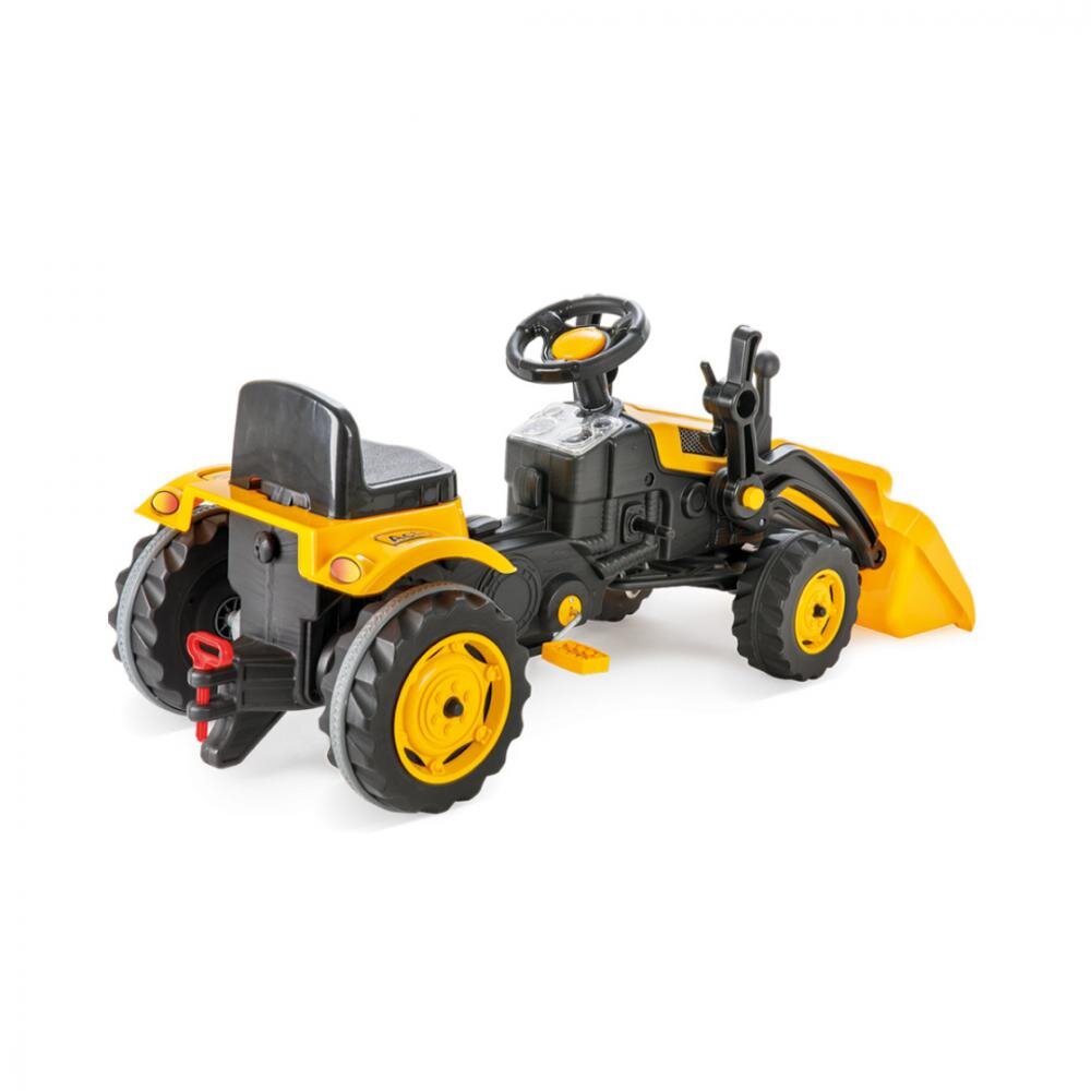 PILSAN Tractor pentru copii Active Yellow cu pedale si cupa transmisie pe lant volan cu claxon spatar scaun reglabil greutate admisa 50 kg