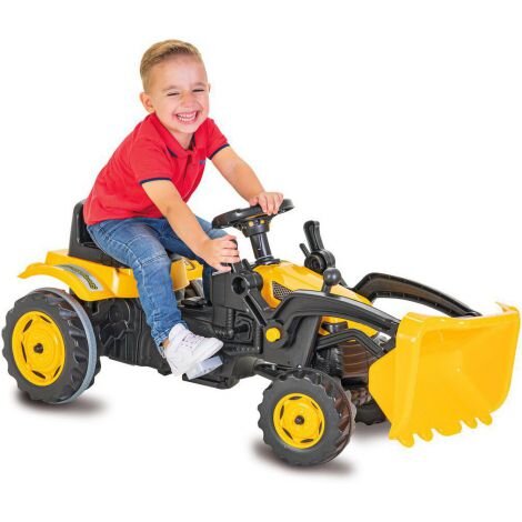 PILSAN Tractor pentru copii Active Yellow cu pedale si cupa transmisie pe lant volan cu claxon spatar scaun reglabil greutate admisa 50 kg