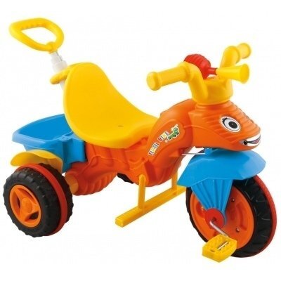 PILSAN Tricicleta pentru copii Caterpilar Orange cu maner parental detasabil pentru control al directiei suport pentru picioare claxonroti cu aparatoare noroisezut cu spatar de la 3 anigreutate suportata maxim 35kg