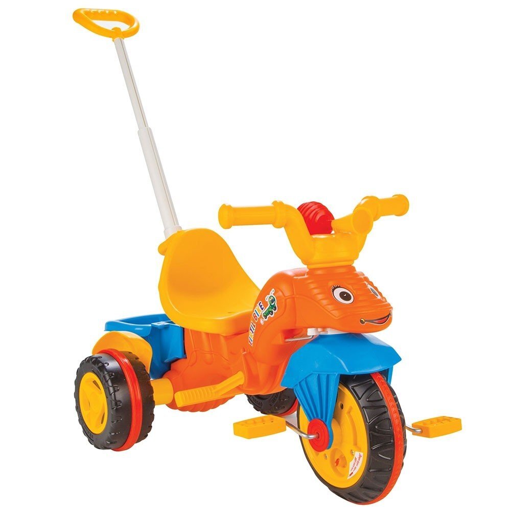 PILSAN Tricicleta pentru copii Caterpilar Orange cu maner parental detasabil pentru control al directiei suport pentru picioare claxonroti cu aparatoare noroisezut cu spatar de la 3 anigreutate suportata maxim 35kg