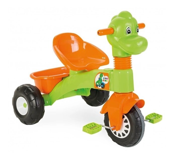 PILSAN Tricicleta pentru copii Dino Green cu maner reglabil pe inaltimesistem roata libera spatiu de depozitare de la 3 ani pana la 35 kg