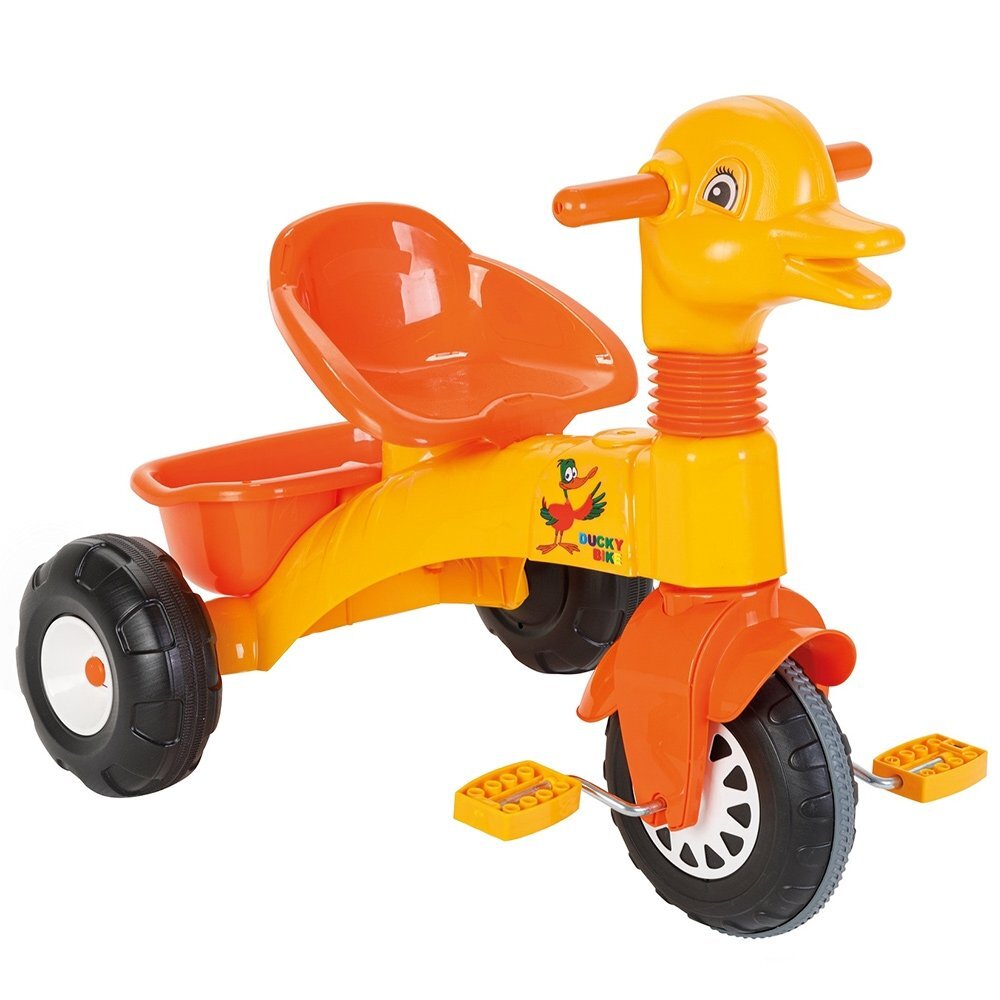 PILSAN Tricicleta pentru copii Duck Yellow cu pedale cosulet pentru jucarii sezut cu spatar greutate admisa 35 kg