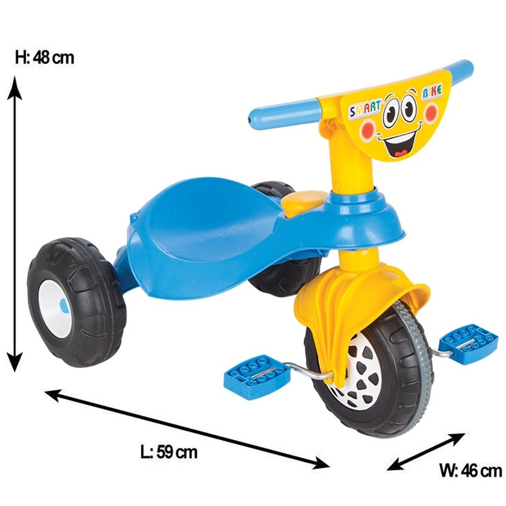 PILSAN Tricicleta pentru copii Smart Blue cu pedaledesign ergonomic si durabilroti rezistenteusor de manevrat de la 3 ani pana la 35 kgclaxon inclus