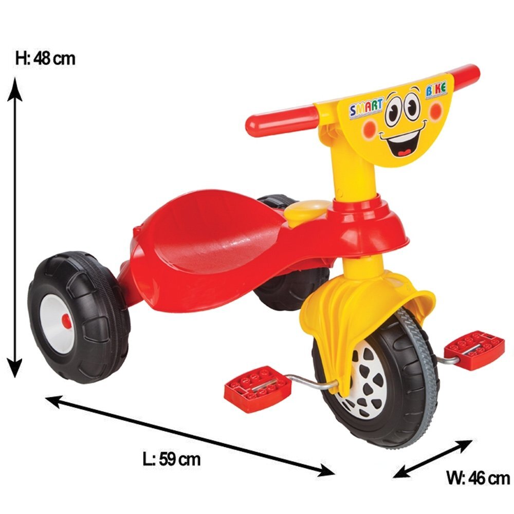 PILSAN Tricicleta pentru copii Smart Red cu pedaledesign ergonomic si durabilroti rezistenteusor de manevrat de la 3 ani pana la 35 kgclaxon inclus