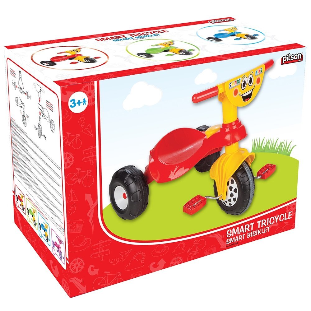 PILSAN Tricicleta pentru copii Smart Red cu pedaledesign ergonomic si durabilroti rezistenteusor de manevrat de la 3 ani pana la 35 kgclaxon inclus