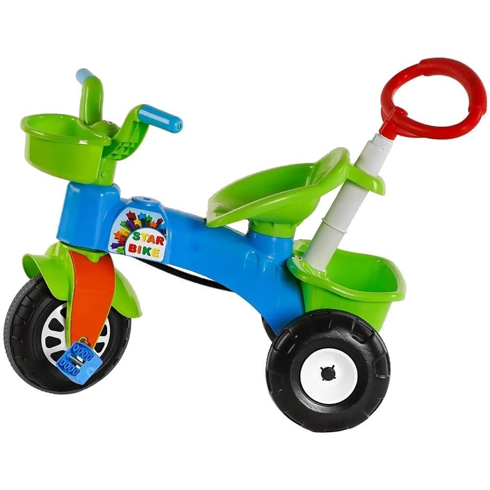 PILSAN Tricicleta pentru copii Star Blue cu maner cu control al directiei cos pentru accesorii roti cu aparatoare noroi de la 3 ani pana la 35 kg