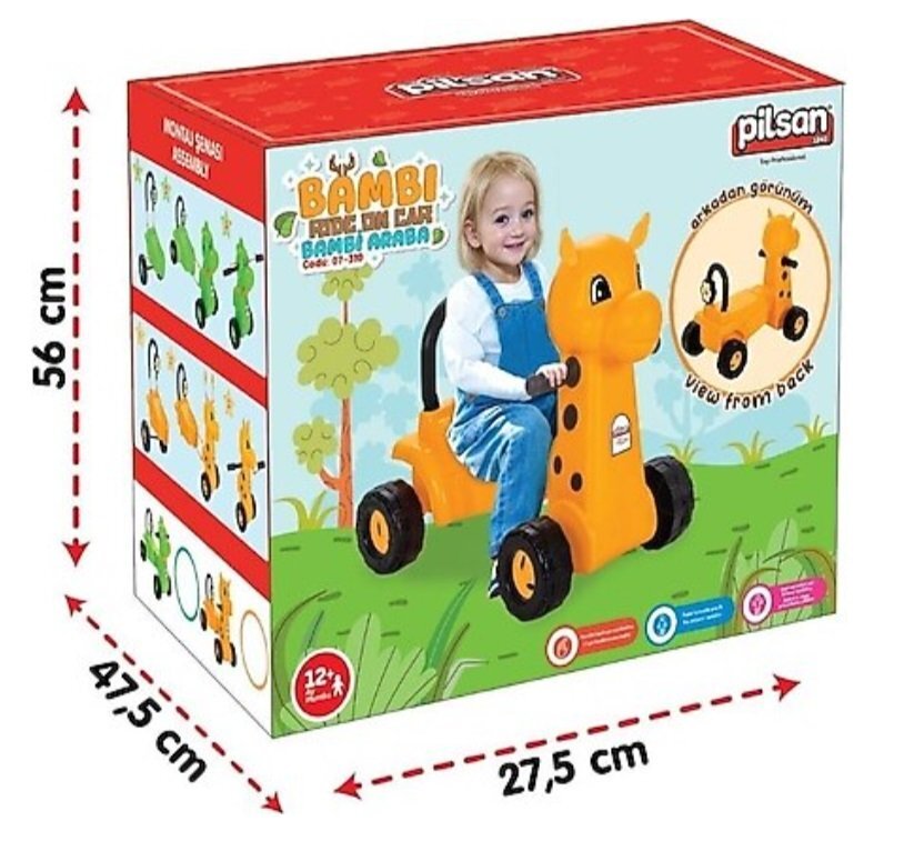 PILSAN Vehicul Ride On fara pedale Bambi cu spatar inaltmanere ergonomicerecomandat de la 12 luni