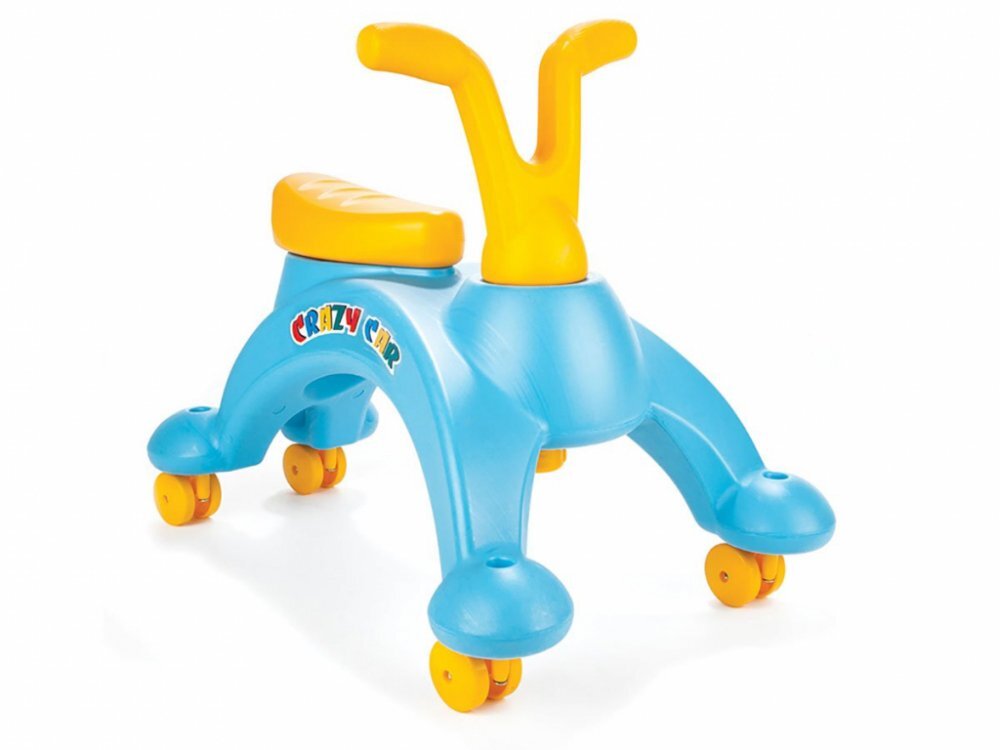PILSAN Vehicul ride on fara pedale pentru copii Crazy Car Blue din plastic durabilpiese demontabileroti pivotante din plastic rezistentde la 3 anigreutate admisa 50kg