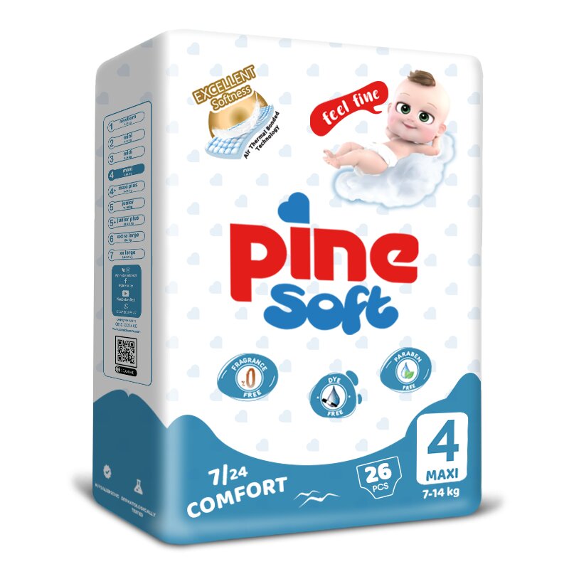 Pine Scutece pentru bebelusi Soft Pachet Eco Maxi 7-14 kg x 26 buc