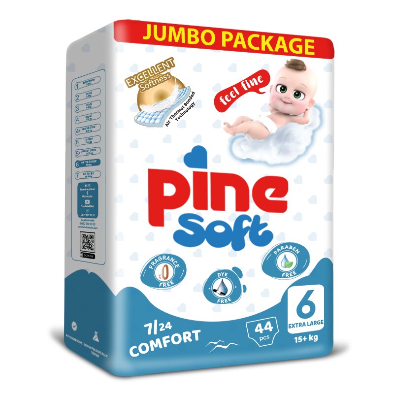 Pine Scutece pentru bebelusi Soft Pachet Jumbo Extra Large +15 kg x 44 buc