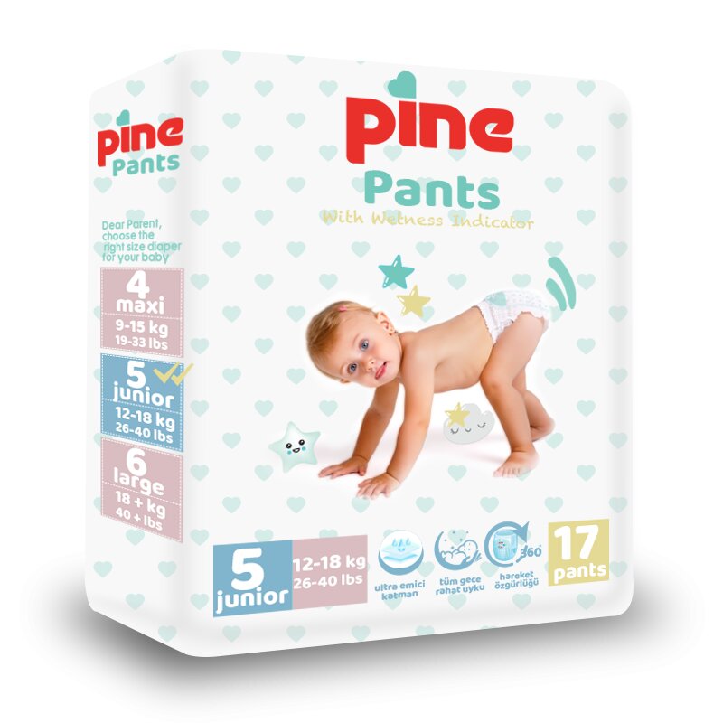 Pine Scutece tip chilot pentru bebelusi Pants Pachet Eco Junior 12-18 kg x 17 buc