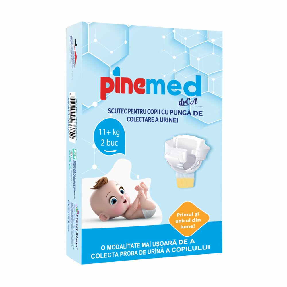 PineMed Scutec pentru copii cu punga de colectare a urinei 11+ kg 2 bucati