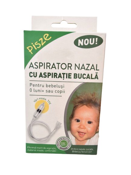Pisze Aspirator nazal manual cu aspiratie bucala pentru bebelusi si copii 3 x filtre din burete