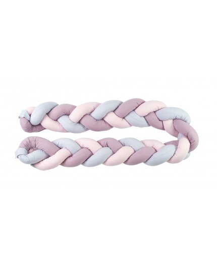 PJ BABY Protectie laterala patut bebe bumper impletit grey-lilac-pink 340 cm