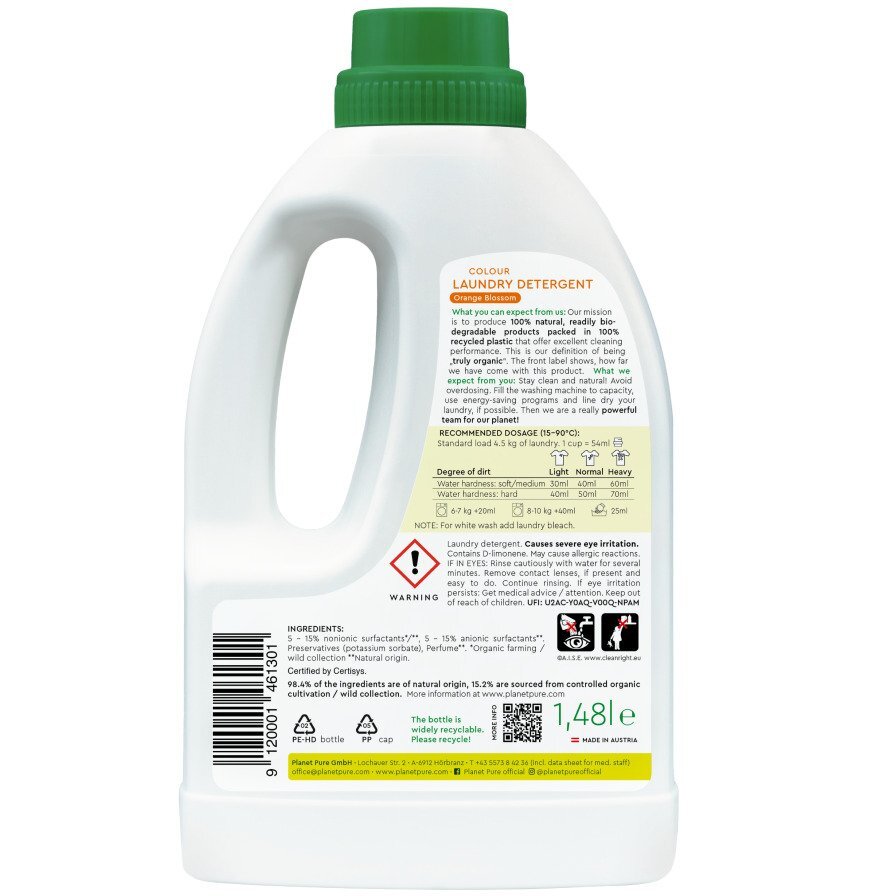 Planet Pure Detergent bio pentru rufe colorate flori de portocal 1.48 litri
