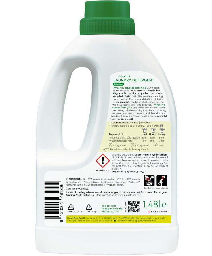 Planet Pure Detergent bio pentru rufe colorate iasomie 1.48 litri