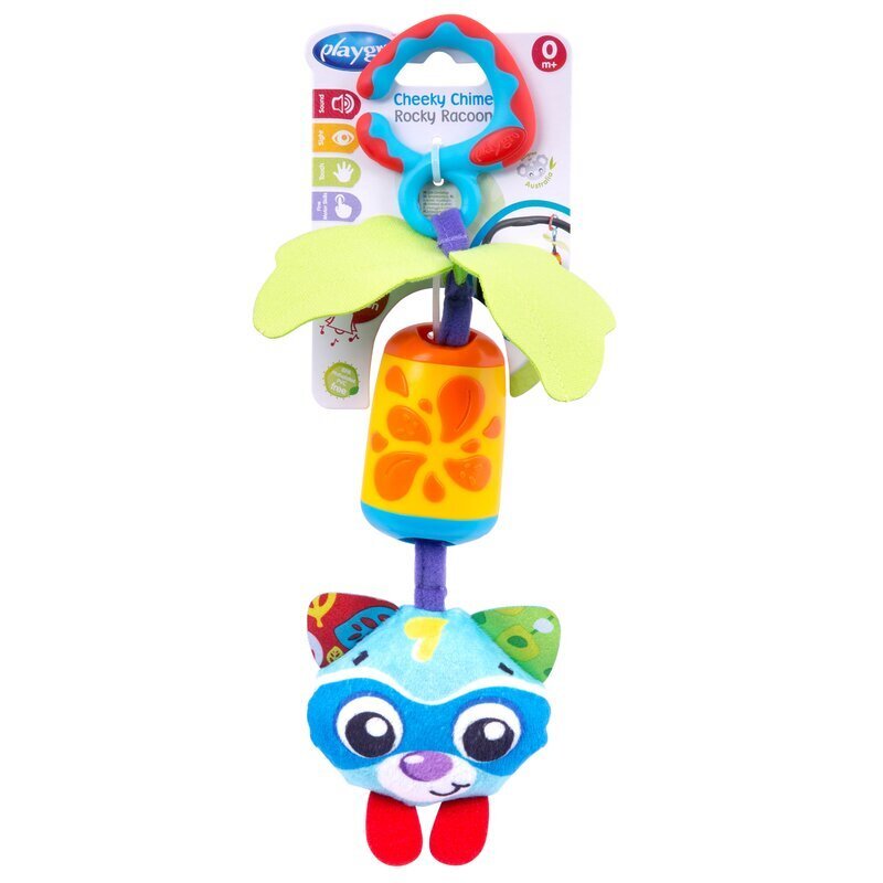 Playgro Jucarie carucior sau scaun auto 0 luni+ Cheeky Chime Rocky Racoon