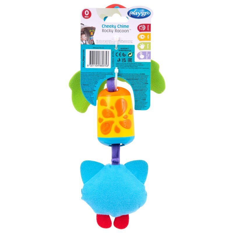 Playgro Jucarie carucior sau scaun auto 0 luni+ Cheeky Chime Rocky Racoon