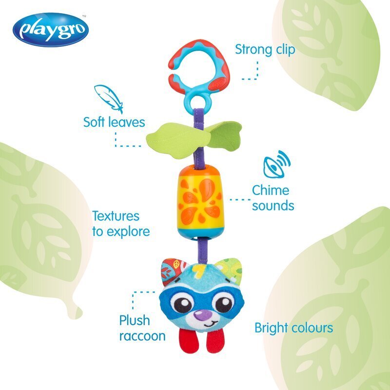 Playgro Jucarie carucior sau scaun auto 0 luni+ Cheeky Chime Rocky Racoon