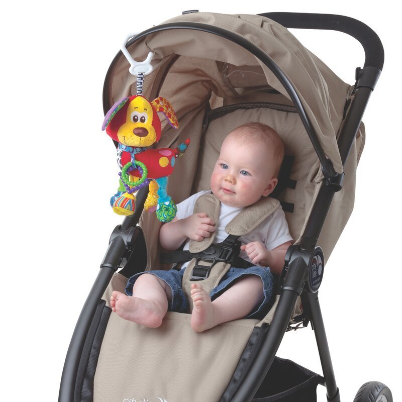 Playgro Jucarie carucior sau scaun auto cu inele pentru dentitie Activity Friend Pooky Puppy