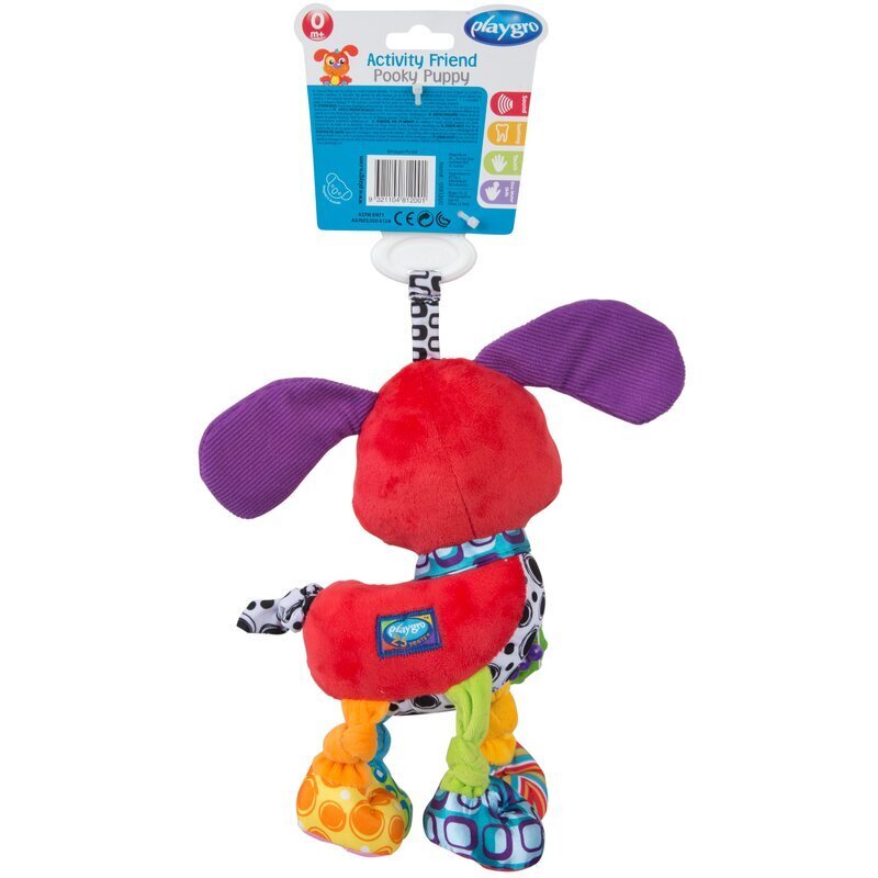 Playgro Jucarie carucior sau scaun auto cu inele pentru dentitie Activity Friend Pooky Puppy