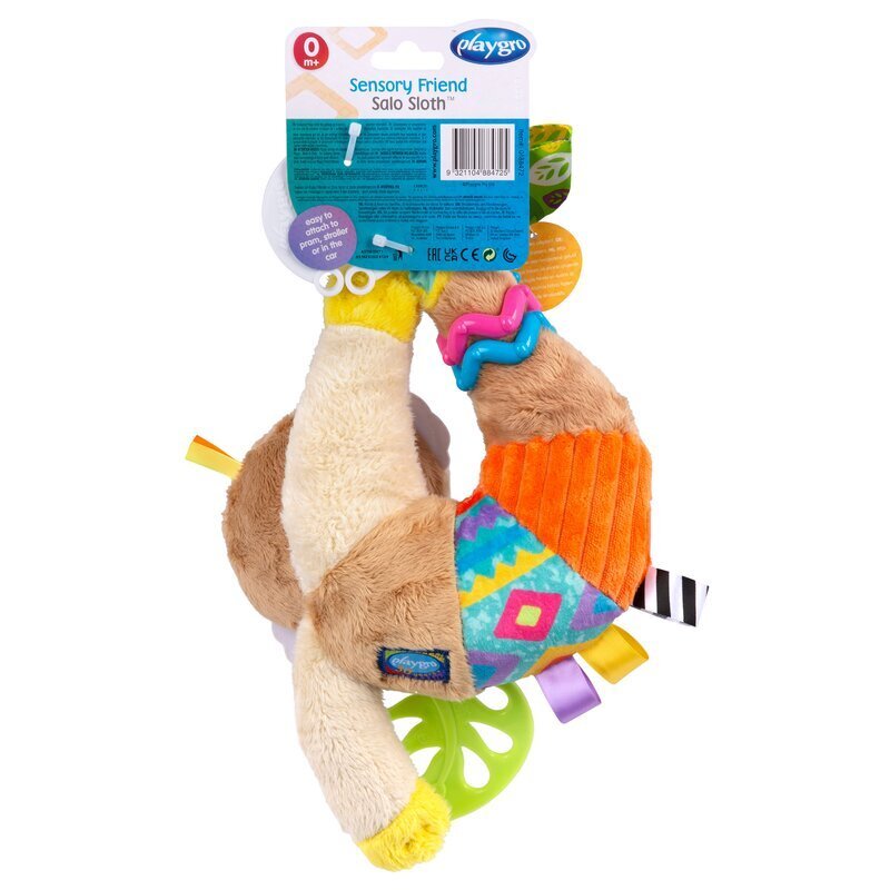 Playgro Jucarie carucior sau scaun auto cu inele pentru dentitie Sensory Friend Salo Sloth