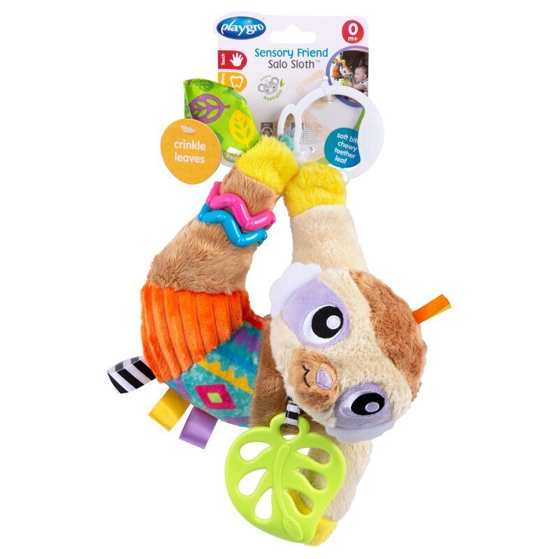 Playgro Jucarie carucior sau scaun auto cu inele pentru dentitie Sensory Friend Salo Sloth